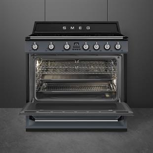 SMEG VICTORIA TR90IGR2 BARUT GRİSİ İNDÜKSİYONLU KUZİNE FIRIN 90 cm