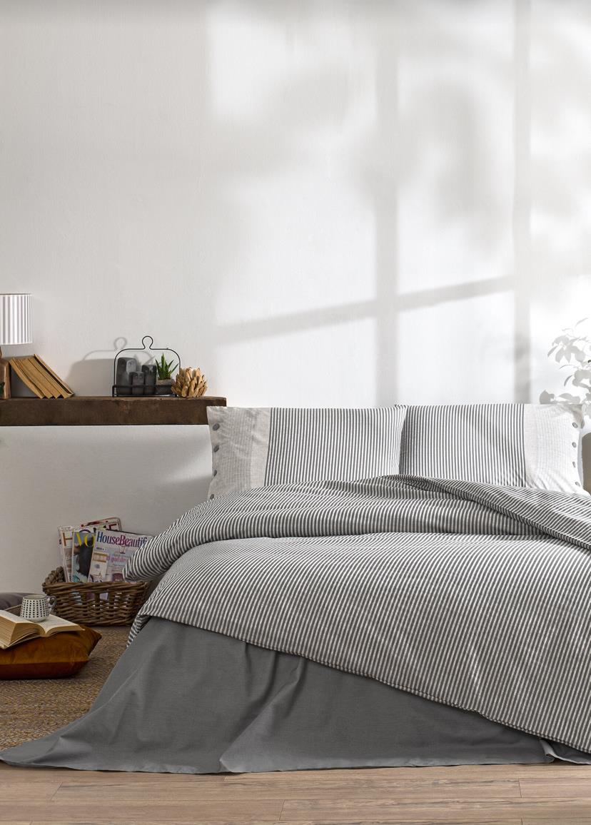 Özdilek Natural Line Gri Çift Kişilik Nevresim Takımı