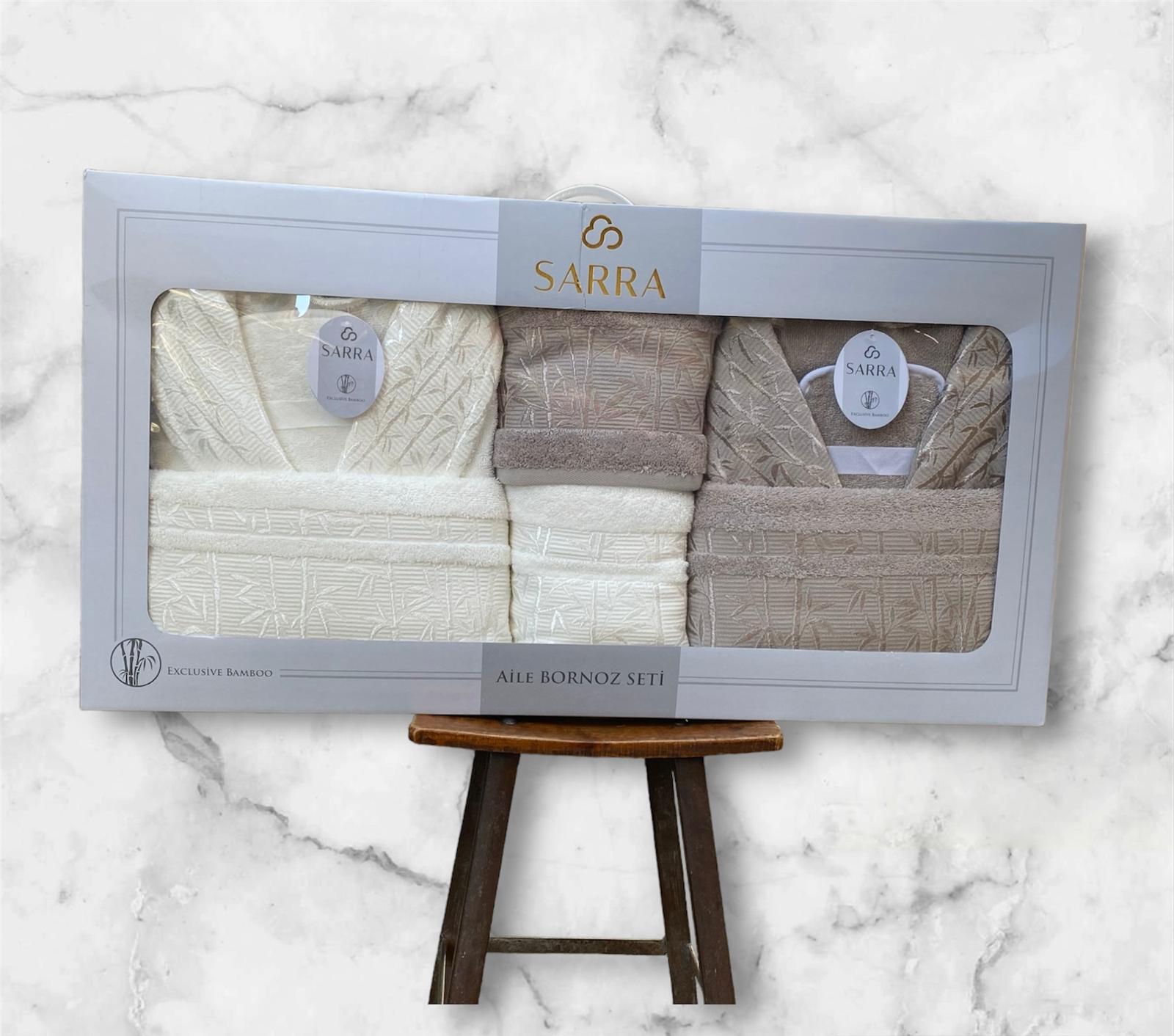 Sarra Bambu Bornoz Seti Kahve Krem