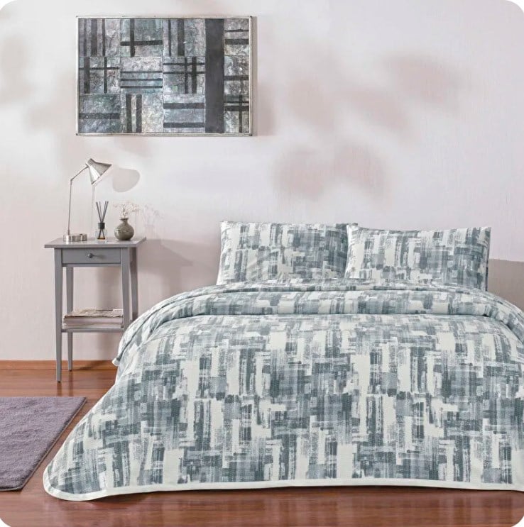 Taç Jamie Çift Kişilik Pike Takımı Gri