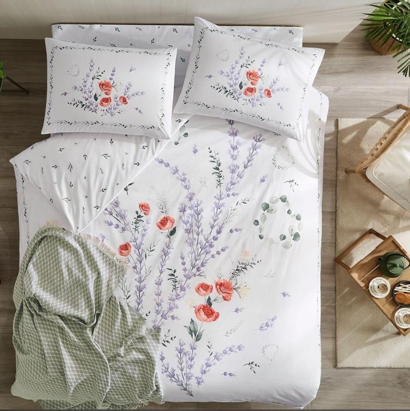 Taç Sunshine Ranforce Çift Kişilik Throwlu Nevresim Seti Yeşil