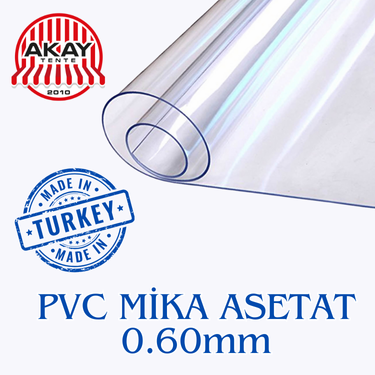 Yerli Üretim 0.60 mm Pvc Mika Asetat Şeffaf Branda 40mtX200Cm