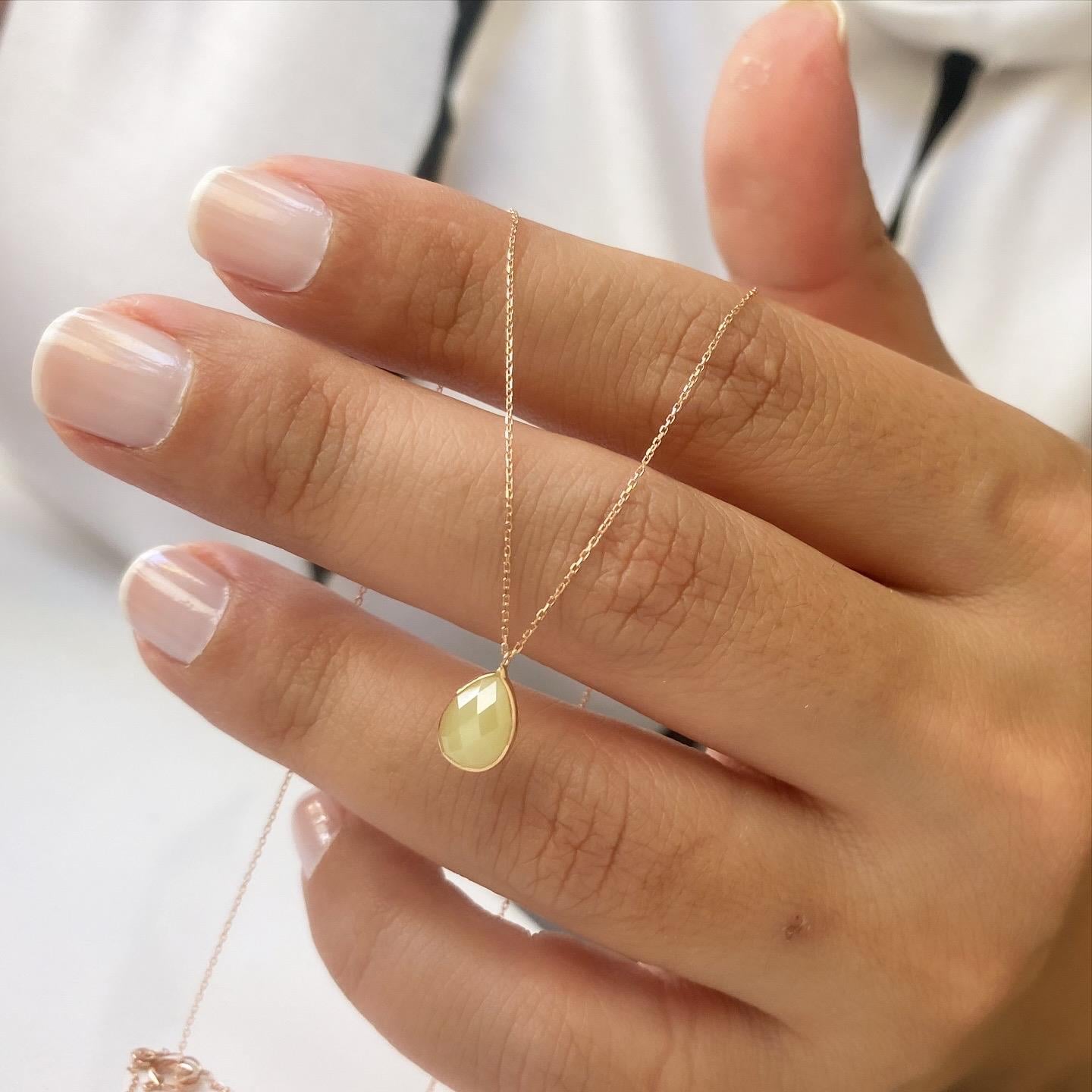 14k Altın Damla Taşlı Zincir Kolye