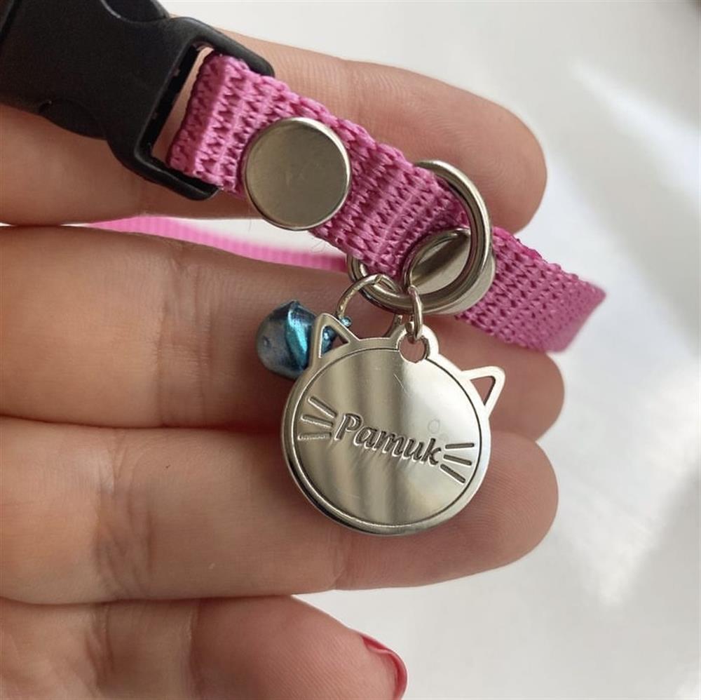 Gümüş Pembe Kedi Tasması
