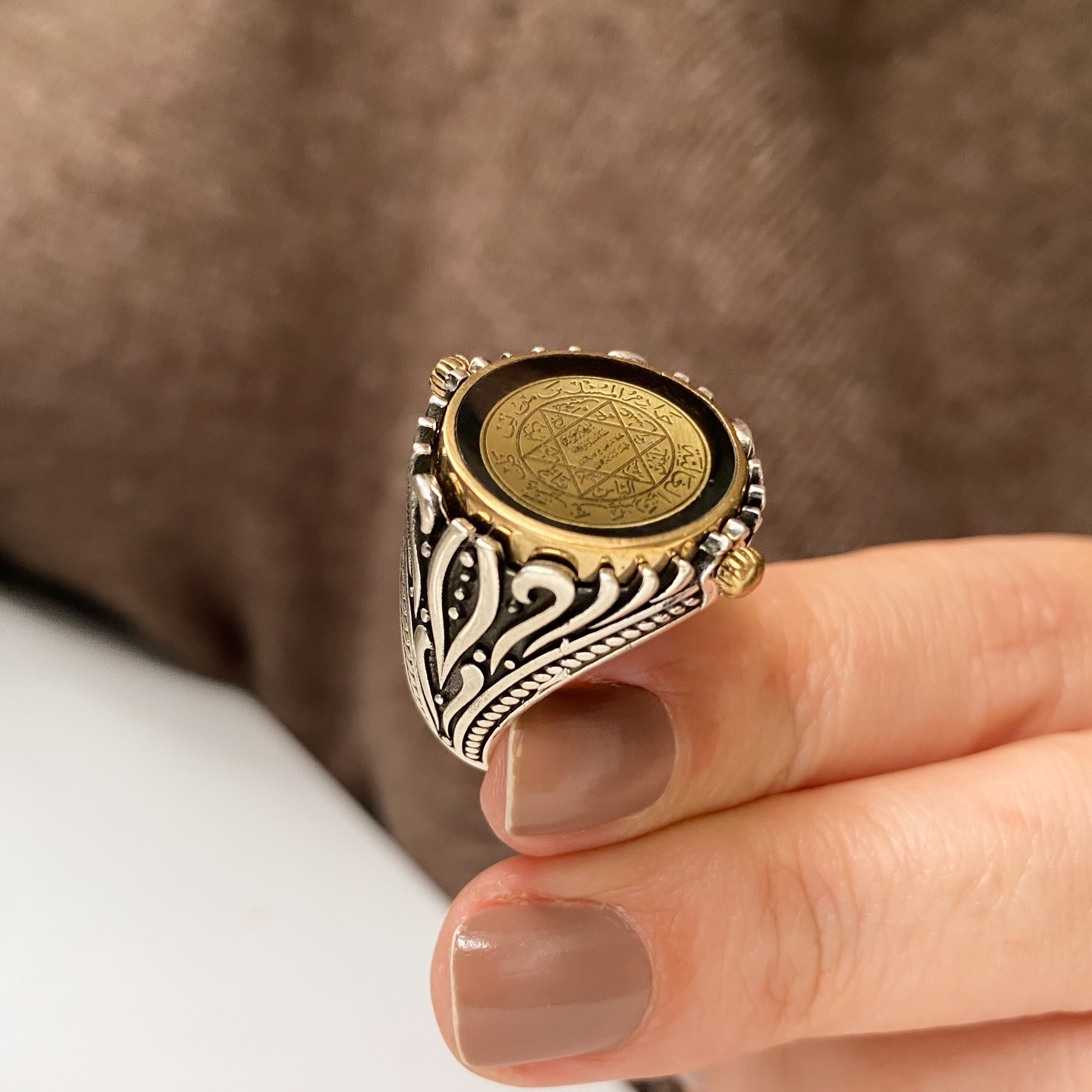Gümüş Süleyman Mührü Erkek Yüzük