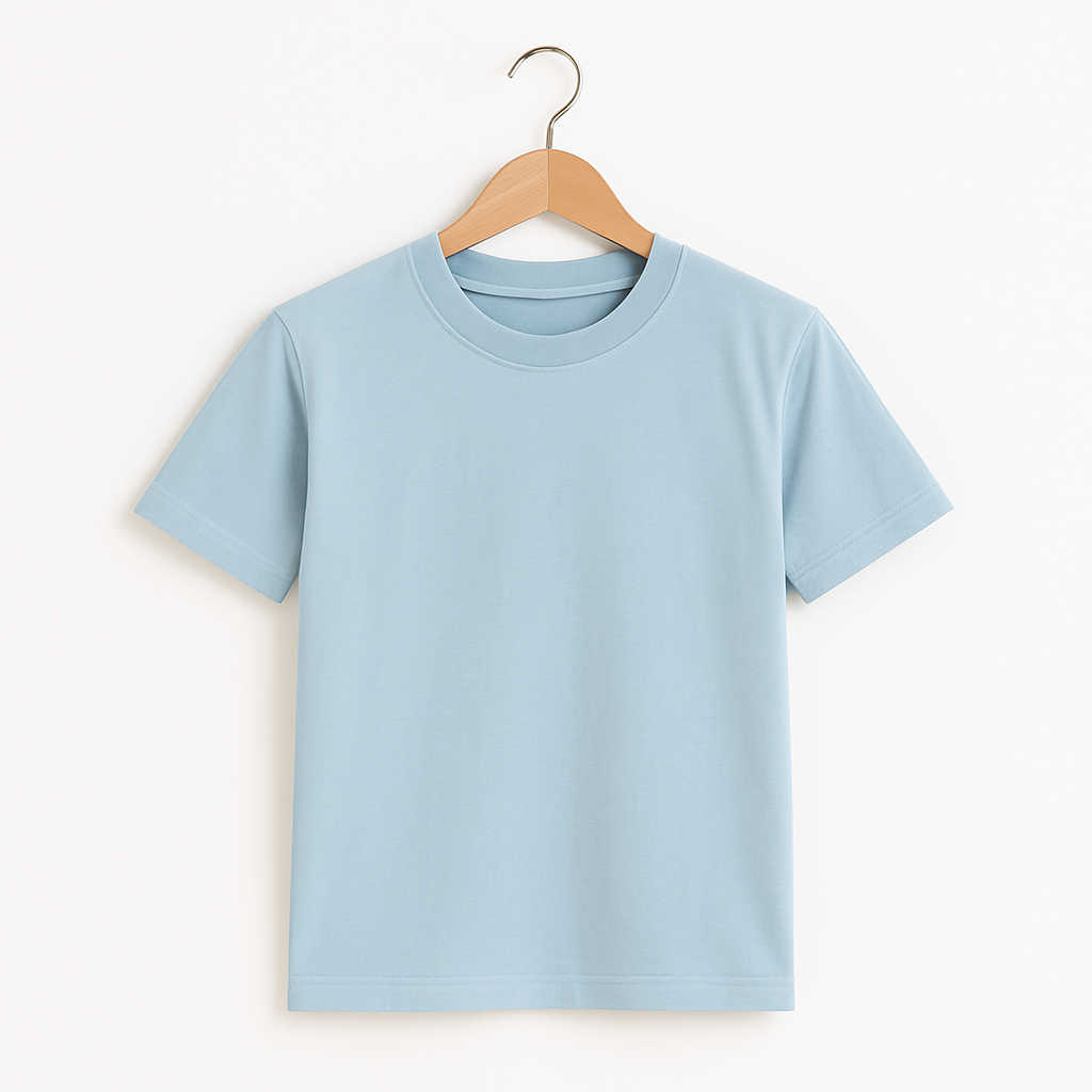 Basic Bisiklet Yaka Mavi T-shirtKız ÇocukHilal Akıncı Kids