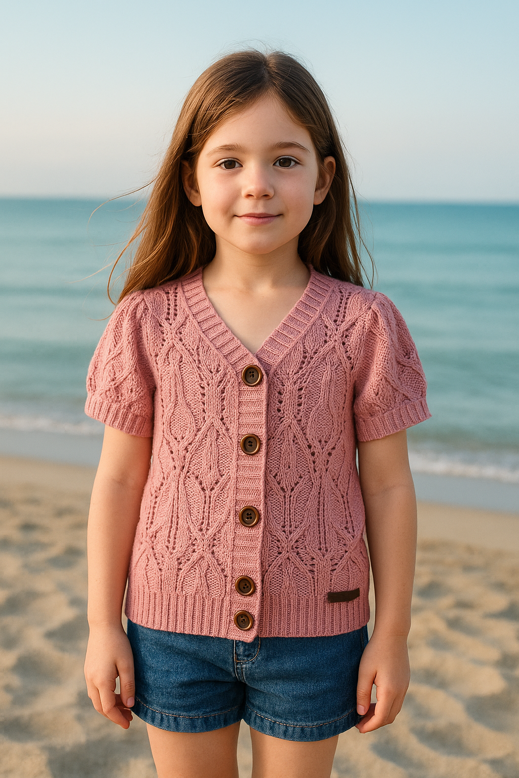 Kısa Kollu Düğmeli Triko Bluz Kız ÇocukHilal Akıncı Kids