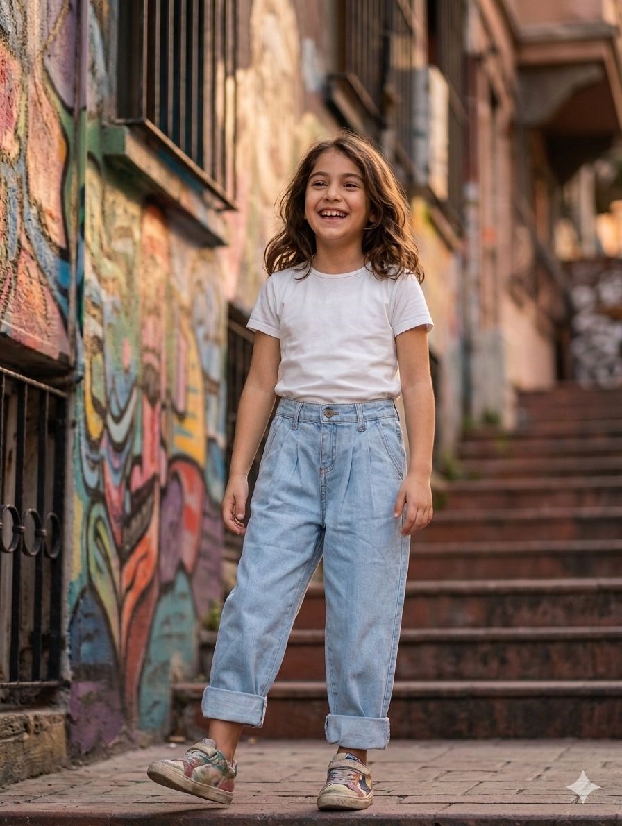 Kız Çocuk Binici Kot PantalonPantolonHilal Akıncı Kids