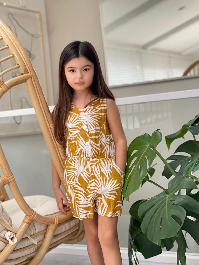 Kız Çocuk Sarı Şort TulumTulumHilal Akıncı Kids