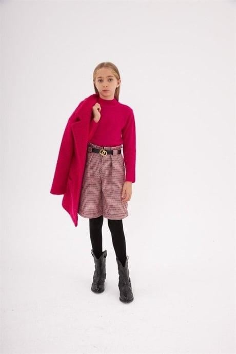 Kız Çocuk Triko Kazak Kazayağı Model Şort Kemer Siyah Çorap 4'lü TakımAlt - Üst TakımHilal Akıncı Kids