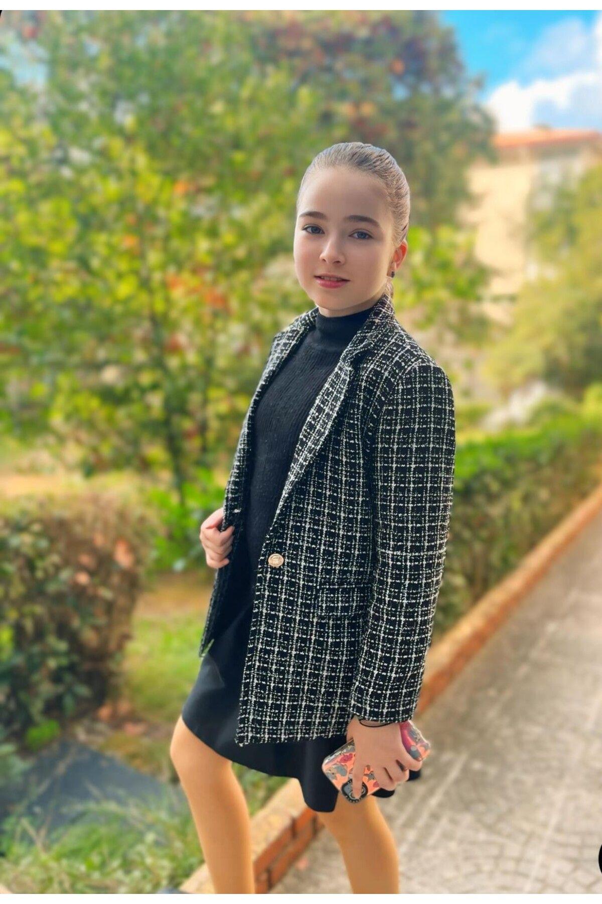 Krem Simli Blazer CeketBlazer CeketHilal Akıncı Kids