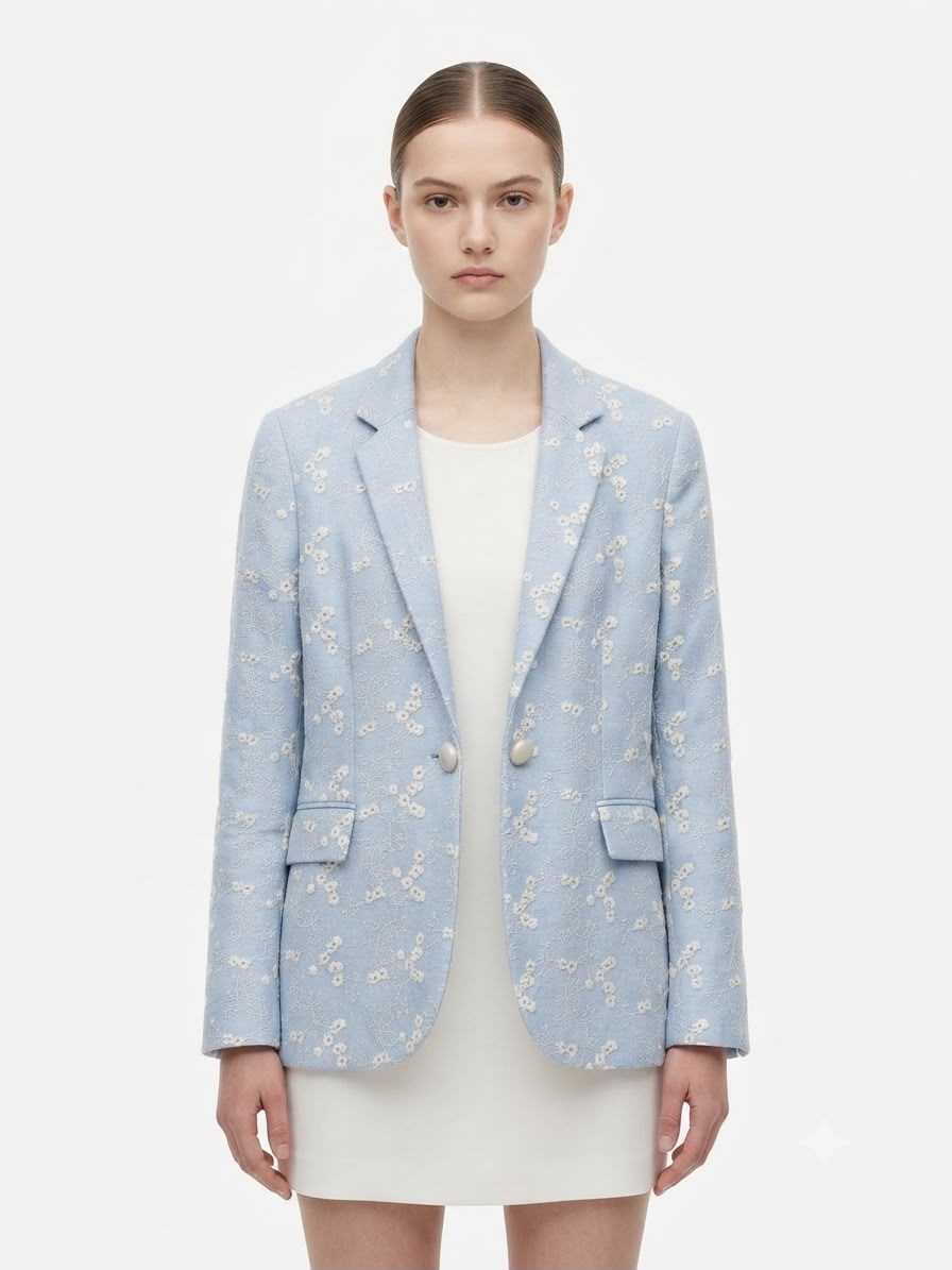 Anne Kız Kadın Kız Çocuk %100 Pamuk Çiçek Nakışlı Blazer CeketCeketHilal Akıncı Kids