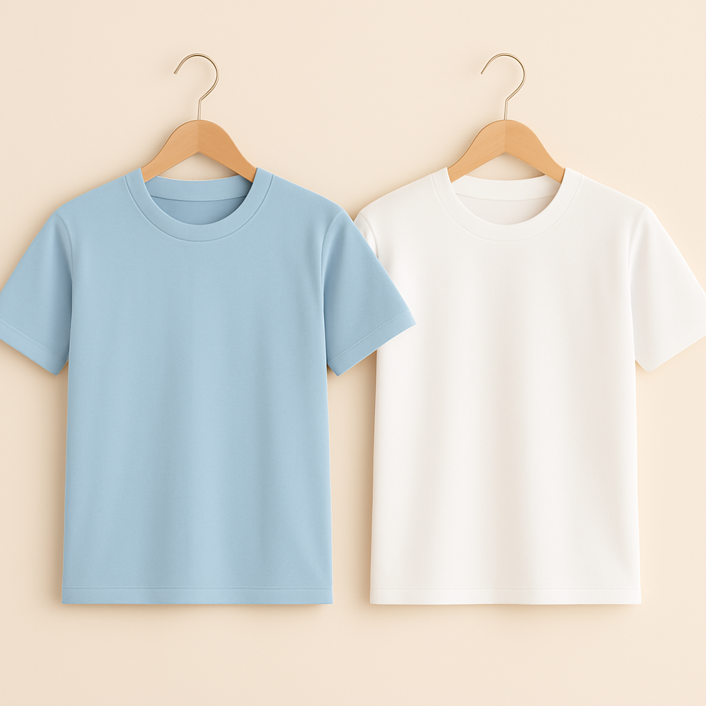 Basic Bisiklet Yaka Mavi-Beyaz 2'li T-shirtKız ÇocukHilal Akıncı Kids