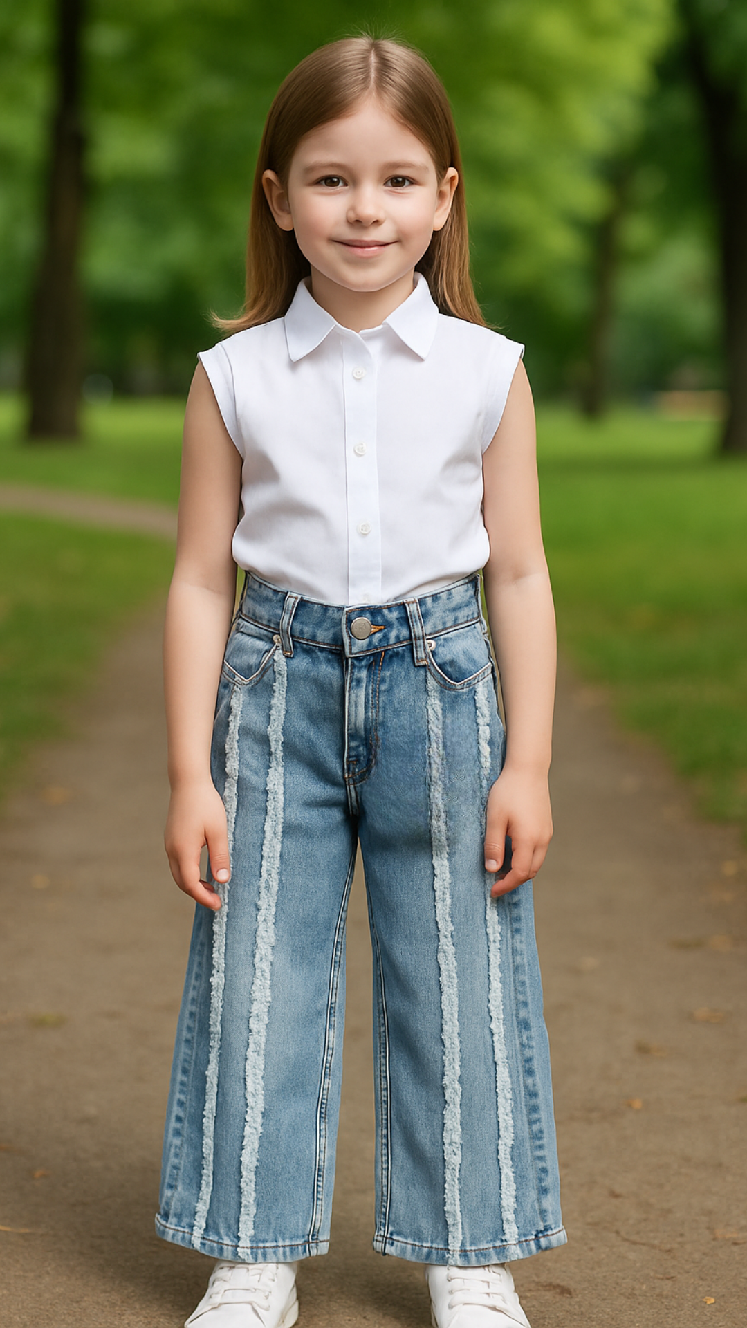 Beyaz Gömlek ve Kot Pantolon 2'li TakımKız ÇocukHilal Akıncı Kids