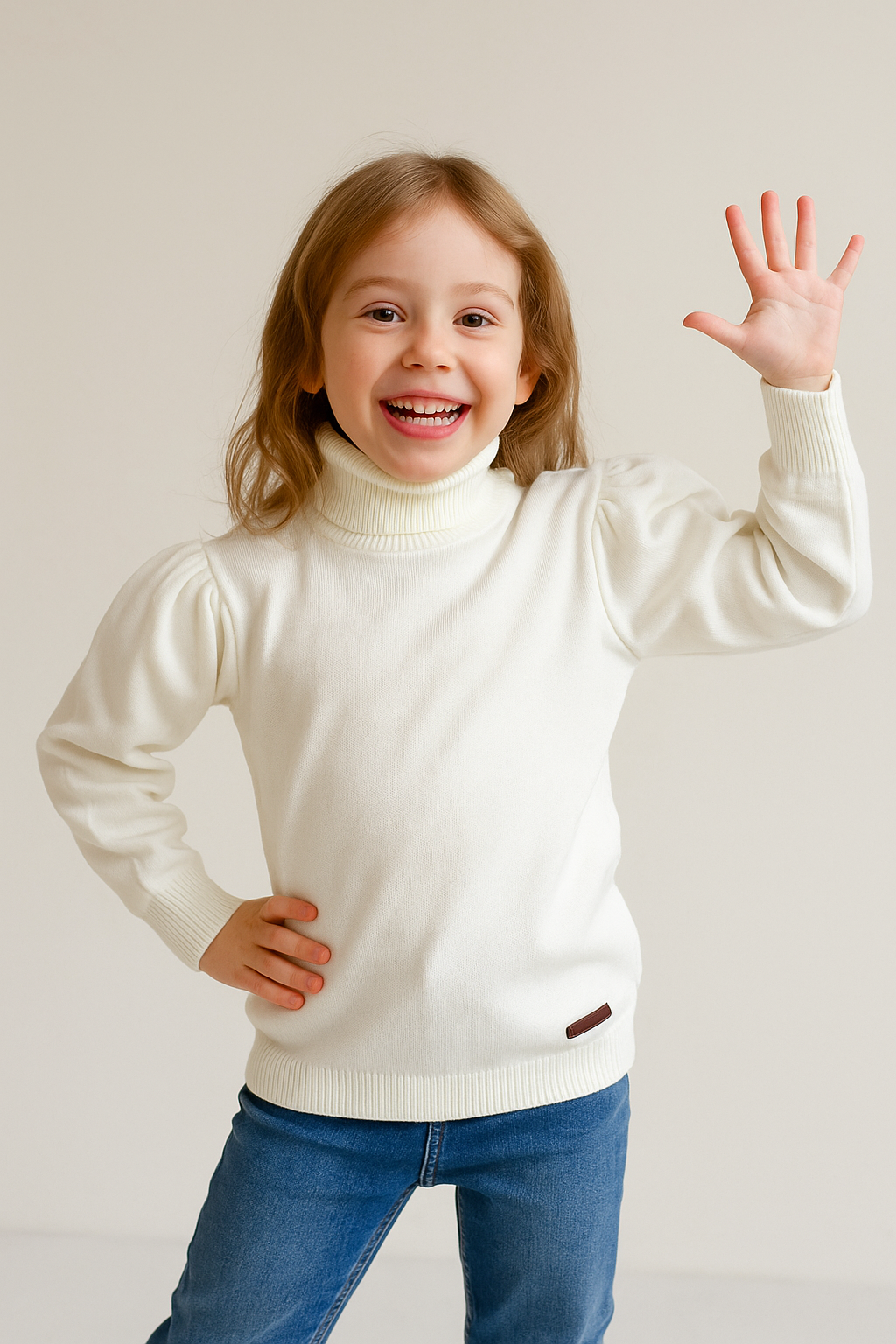 Kız Çocuk Balıkçı Yaka Kazak Kız ÇocukHilal Akıncı Kids