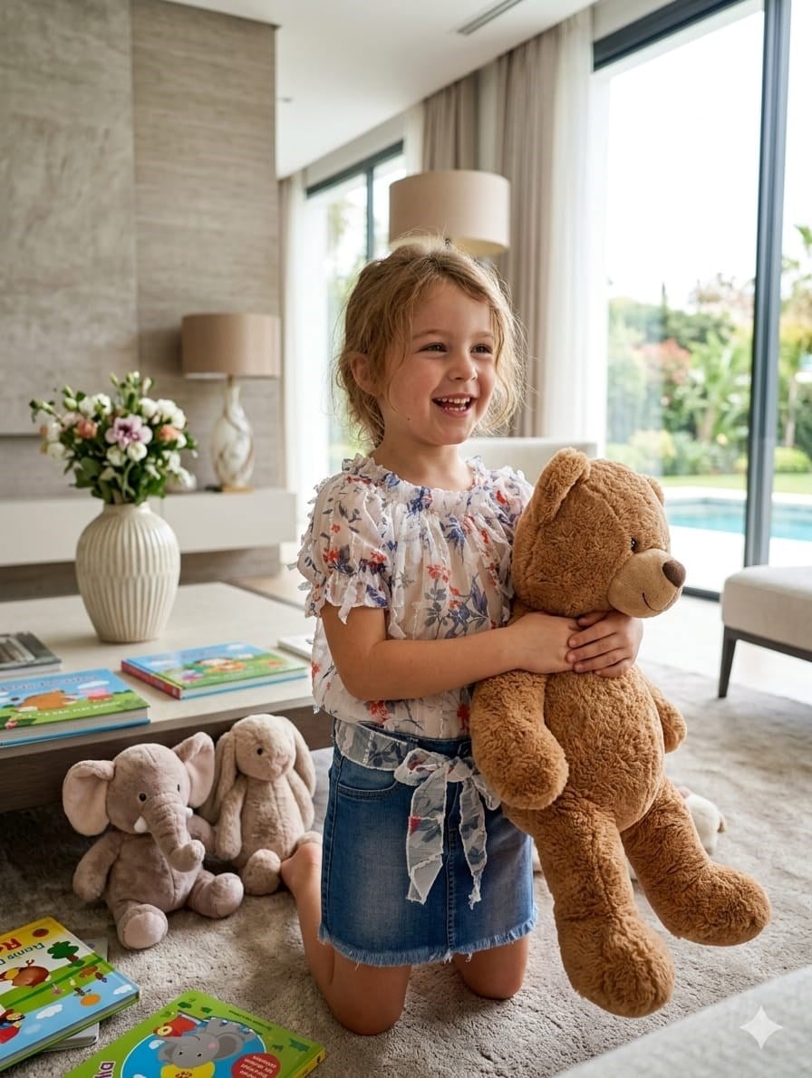 Kız Çocuk Çiçek Desenli Şifon Bluz Ve Kuşaklı Kot Etek Alt-Üst TakımHilal Akıncı Kids