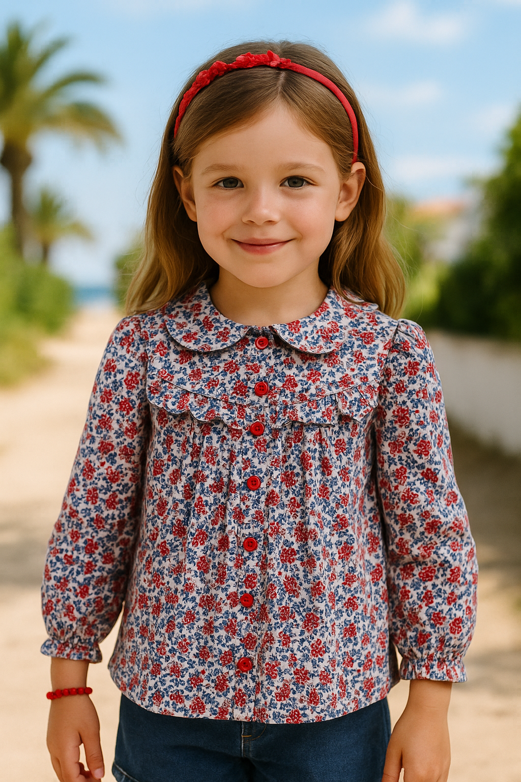 Kız Çocuk Çiçekli Uzun Kollu GömlekKız ÇocukHilal Akıncı Kids