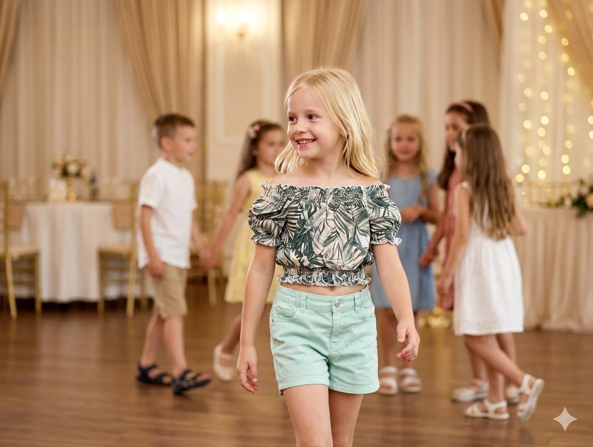 Kız Çocuk Hawai Desenli Bluz Renkli Şort Ikili TakımAlt-Üst TakımHilal Akıncı Kids