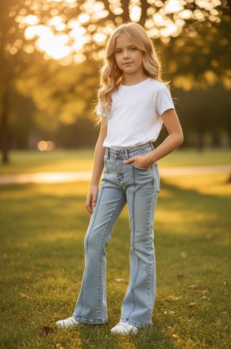 Kız Çocuk İspanyol Paça Kot PantolonKız ÇocukHilal Akıncı Kids