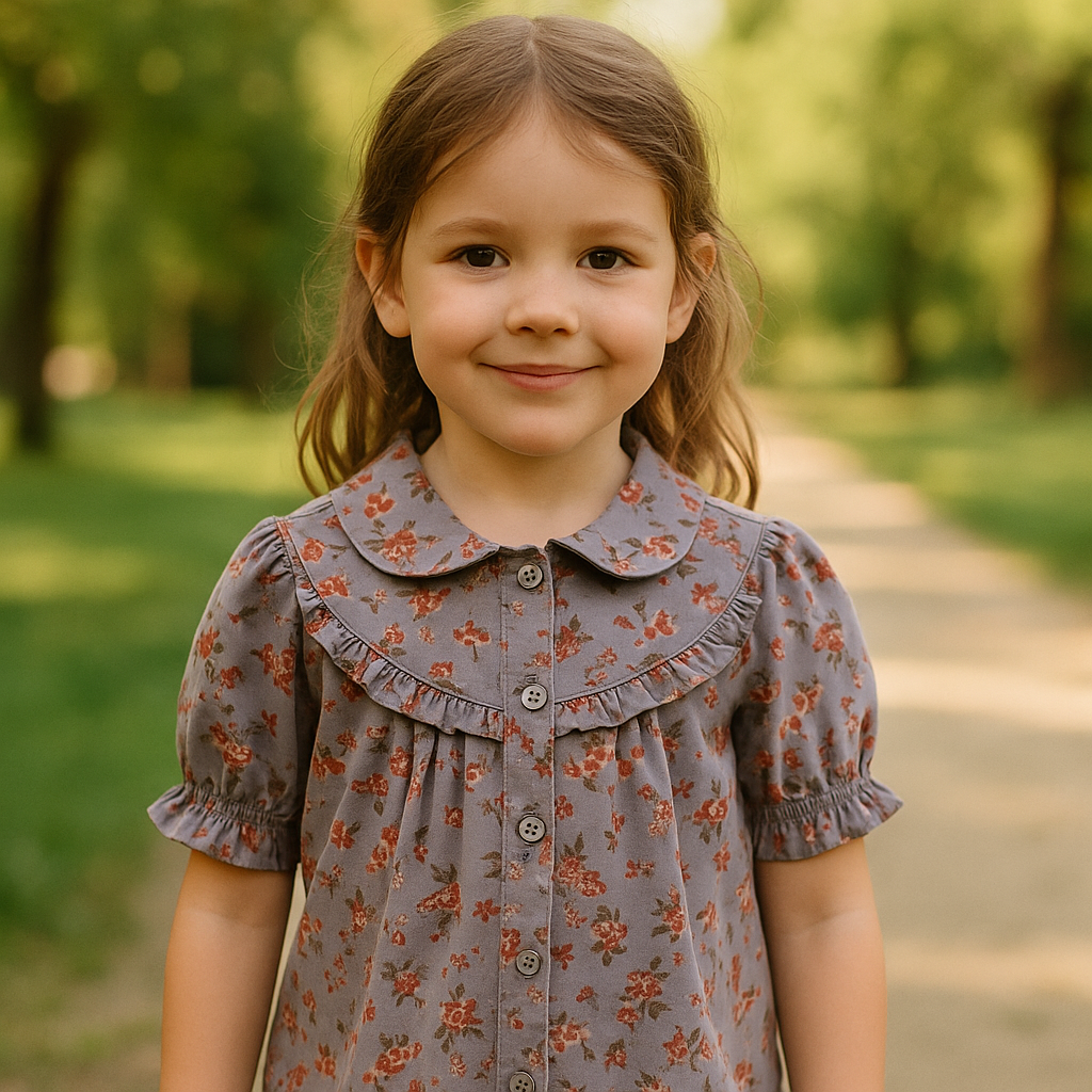 Kız Çocuk Kısa Kollu Çiçekli GömlekKız ÇocukHilal Akıncı Kids
