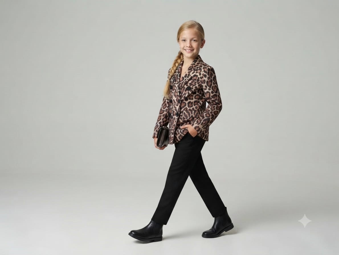 Leopar Desenli Blazer CeketKız ÇocukHilal Akıncı Kids