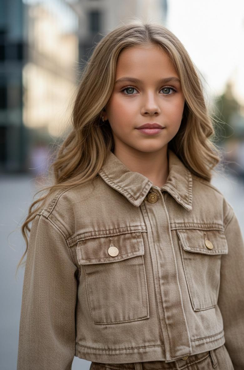 Organik Boyamalı Ceket Pileli Etek 2'Li TakımAlt-Üst TakımHilal Akıncı Kids
