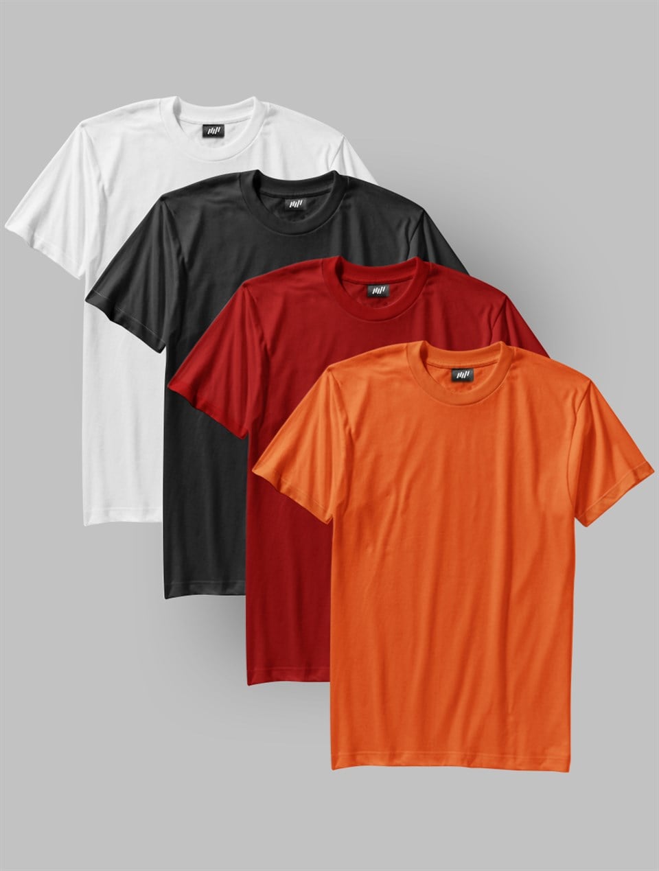 4'lü Siyah-Beyaz-Kırmızı-Turuncu Renk Basic T-Shirt