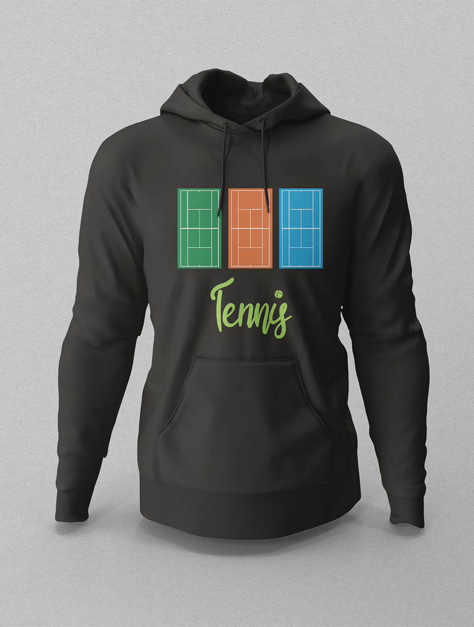 Tennis 3'lü Saha Siyah Hoodie