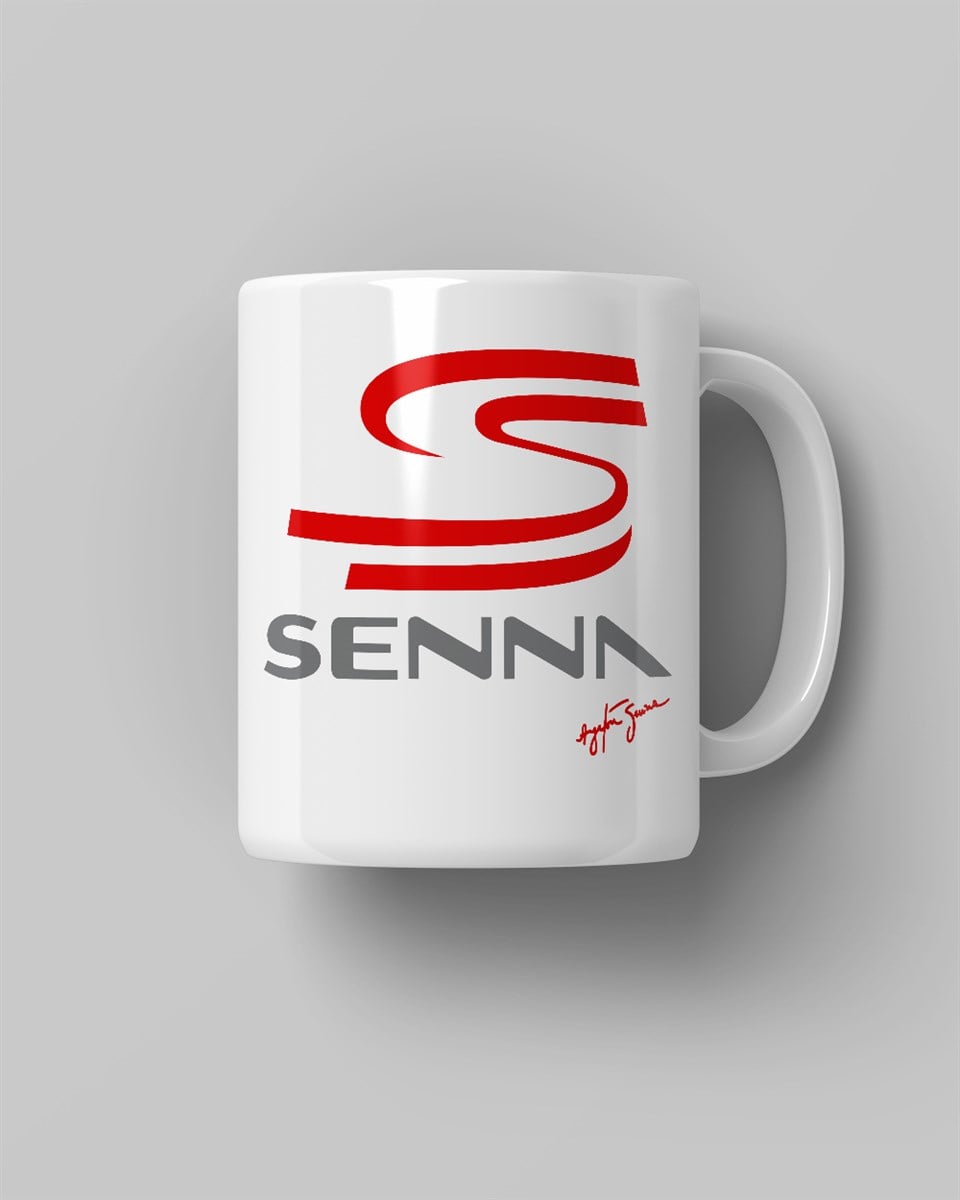 Ayrton Senna Logo Baskılı Beyaz Kahve Kupa Bardak