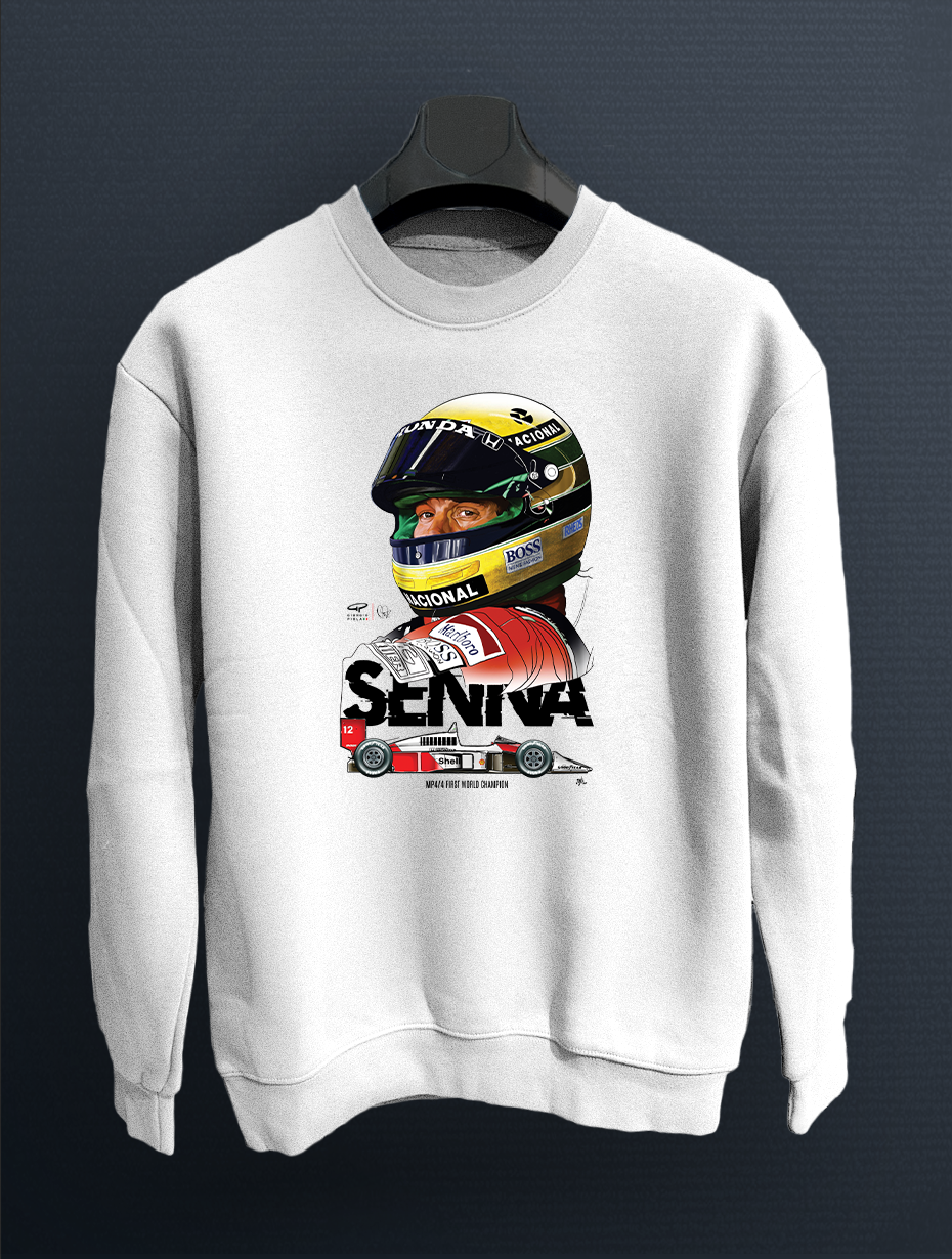 Ayrton Senna MCL MP4/4 Beyaz  Sweatshirt Kazak