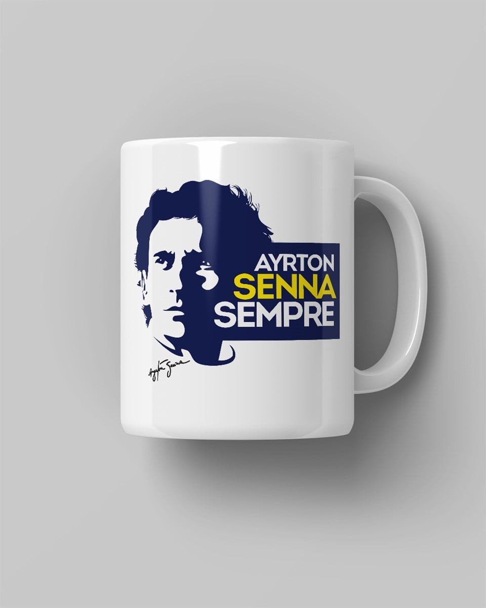 Ayrton Senna Sempre Baskılı Beyaz Kahve Kupa Bardak