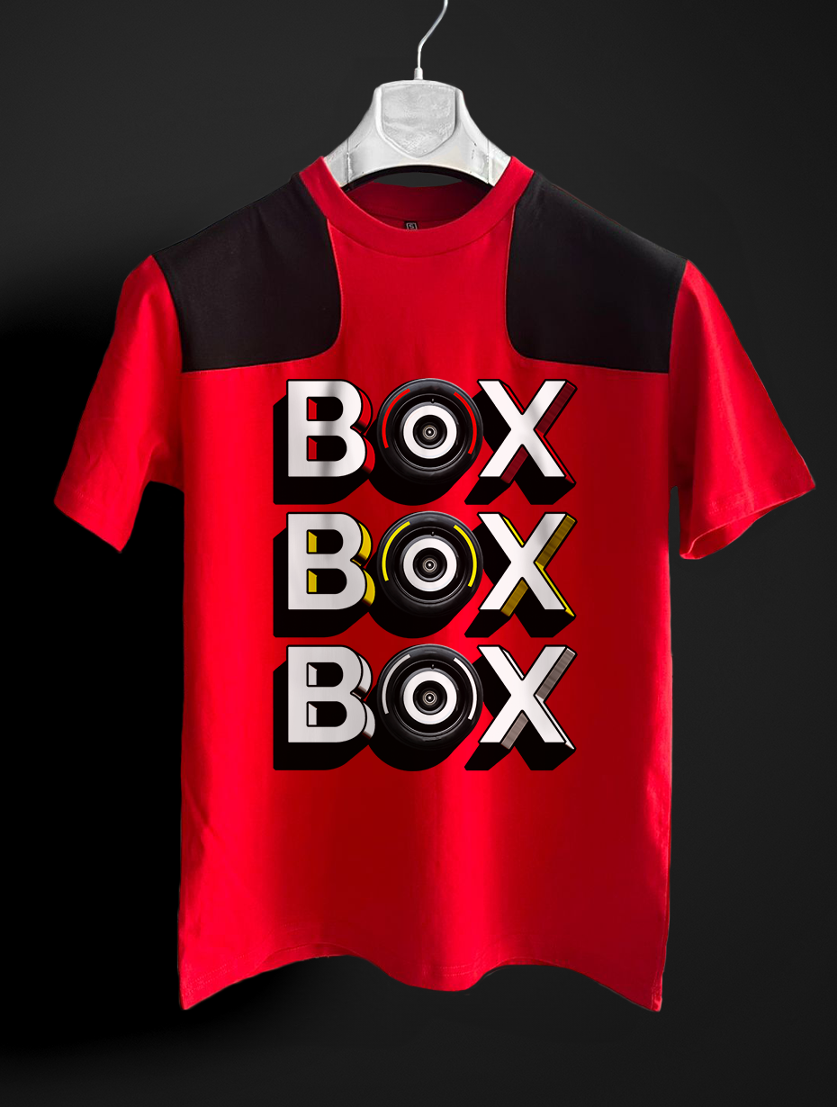 Box Box Box kırmızı siyah T-shirt
