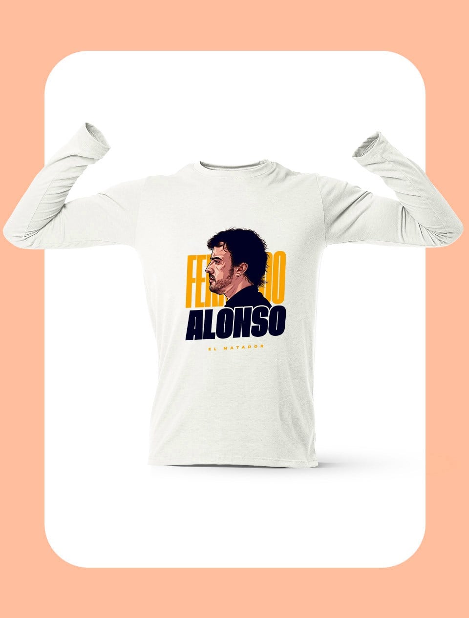 Fernando Alonso El Matador Uzun Kollu Beyaz T-Shirt
