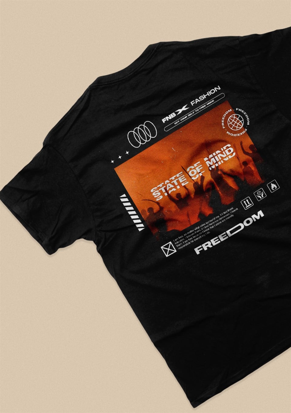 Freedom Baskılı Unisex Siyah T-Shirt
