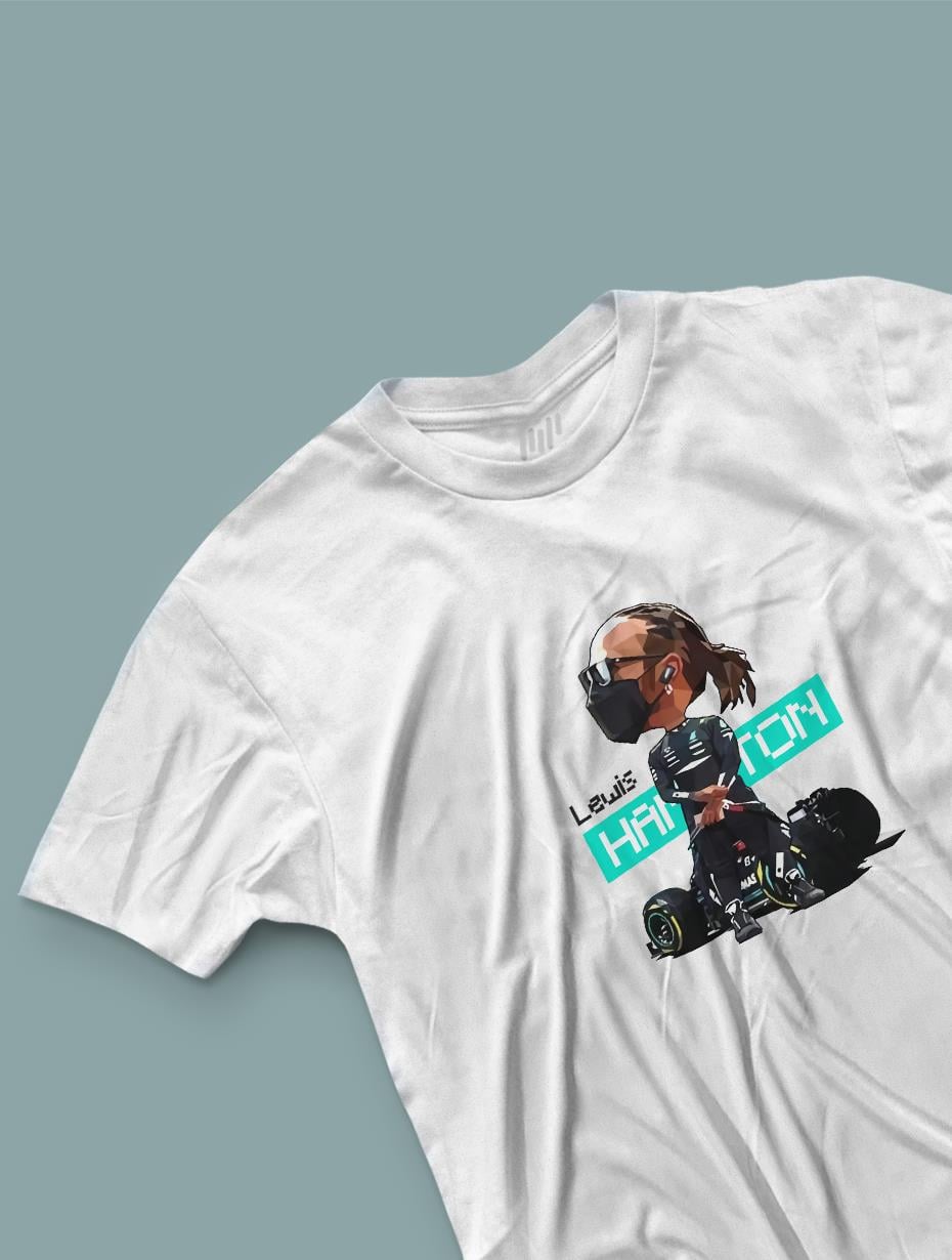 Lewis Hamilton Pixel Art Beyaz T-Shirt