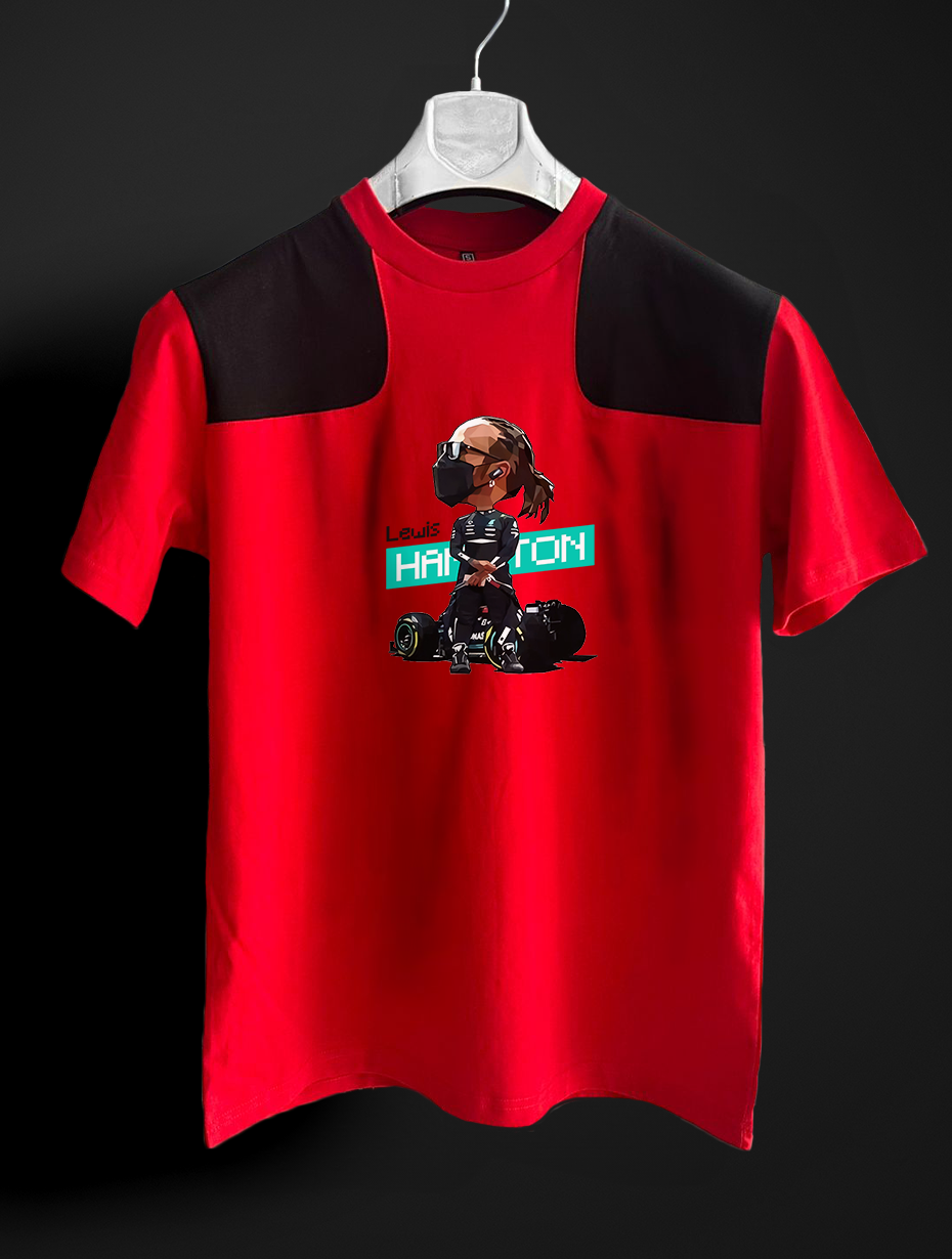 Lewis Hamilton Pixel  kırmızı siyah T-shirt
