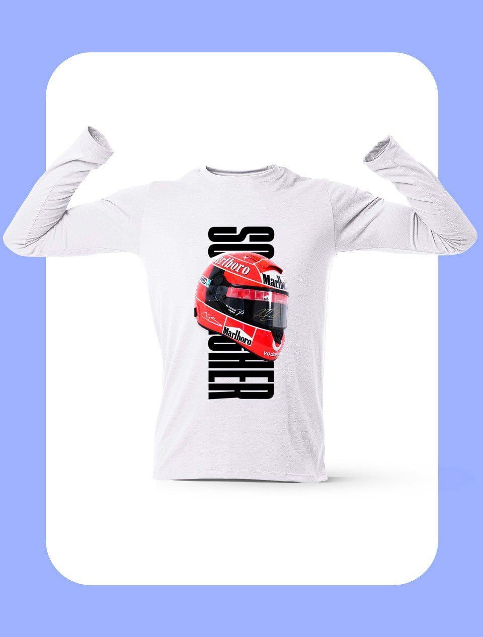 Michael Schumacher Uzun Kollu Beyaz T-Shirt