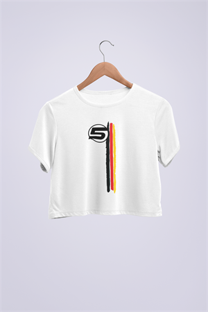 -Sebastian Vettel 3 Çizgili Crop T-shirt