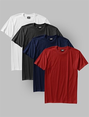 4'lü Siyah-Beyaz-Lacivert-Kırmızı Renk Basic T-Shirt
