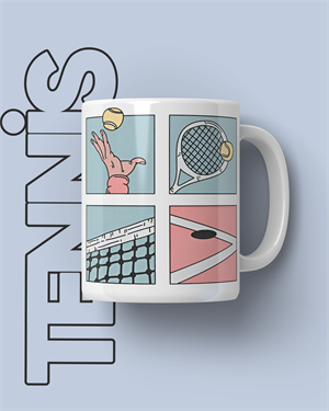 Tennis Cartoon  Kupa Bardak