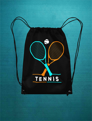 Tennis Double Racket Büzgüllü Bez Siyah Sırt Çantası