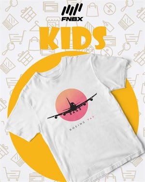 Boeing 747-400 FLY Beyaz T-Shirt Çocuk