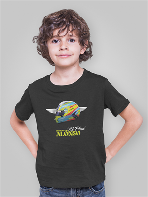 Fernando Alonso Parlayan Kask Siyah Çocuk  T-shirt