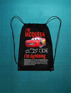I'm MCQUEEN Büzgüllü Bez Siyah Sırt Çantası