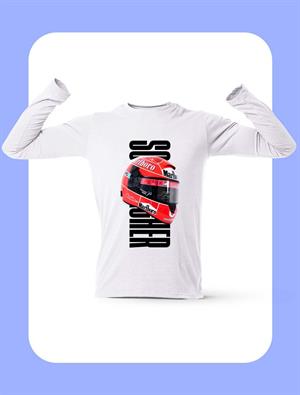 Michael Schumacher Uzun Kollu Beyaz T-Shirt
