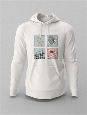 Tennis Cartoon Beyaz Hoodie