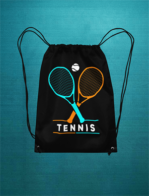 Tennis Double Racket Büzgüllü Bez Siyah Sırt Çantası