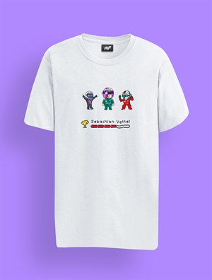 Vettel Pixel Art Beyaz T-Shirt
