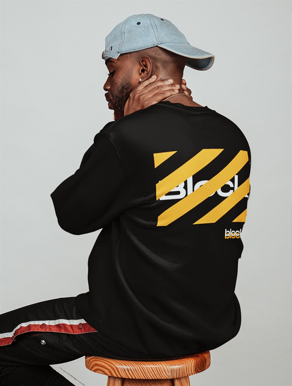 Block Fashion Siyah Sweat Sarı Baskı