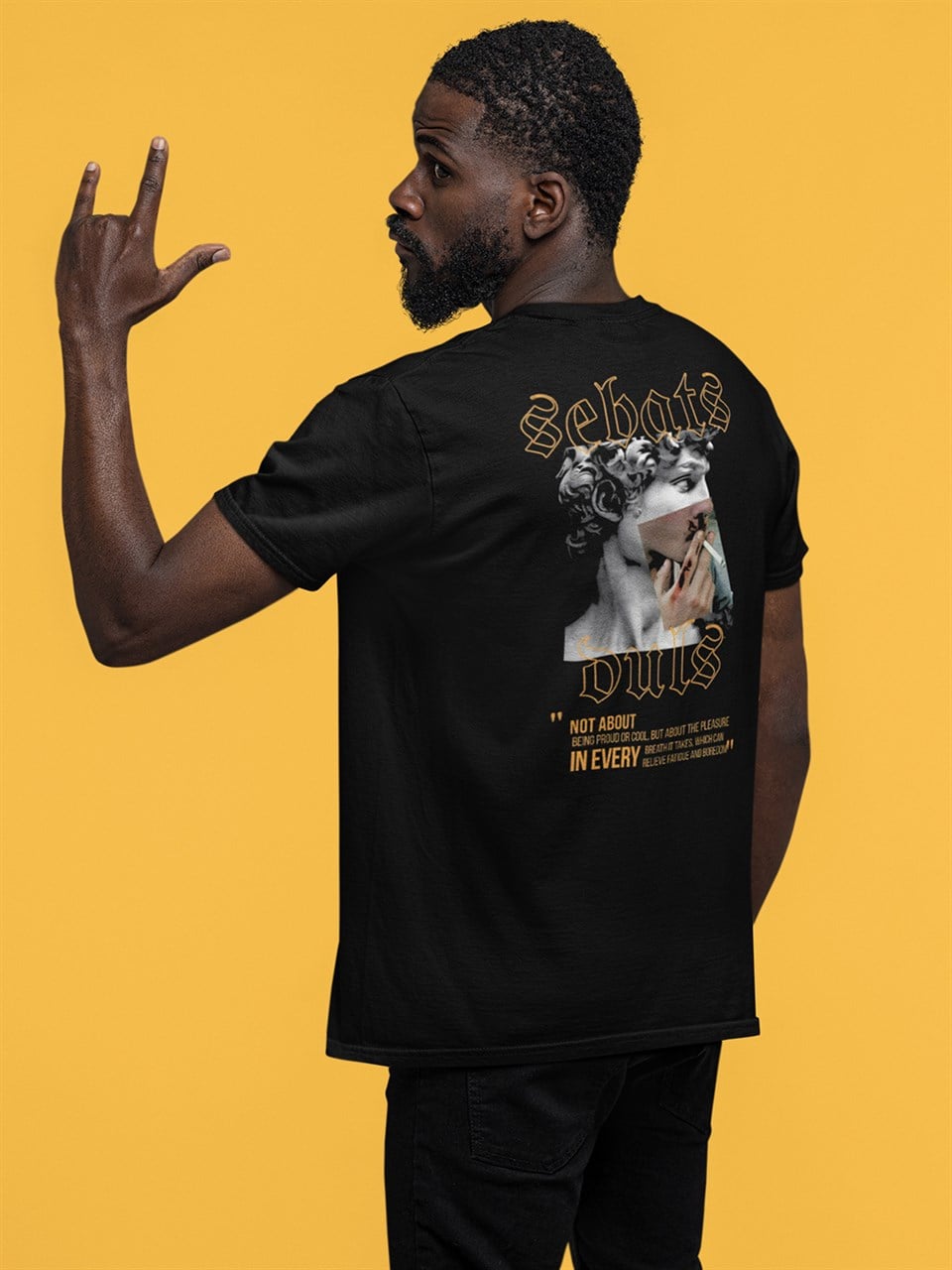 Bravery Baskılı Siyah T-Shirt